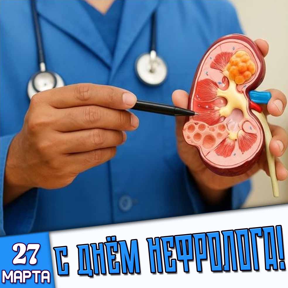 Открытка 27 марта - с днём нефролога!