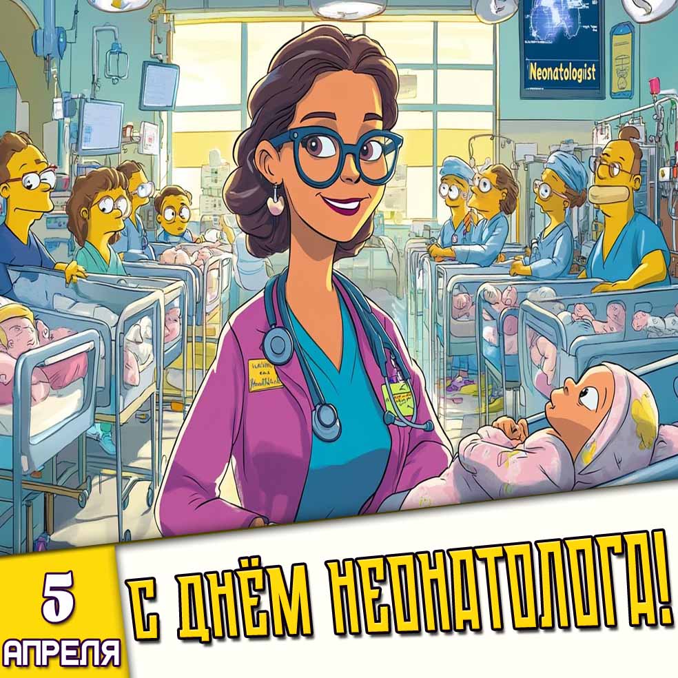 Мультяшная картинка 5 апреля - с днём неонатолога!