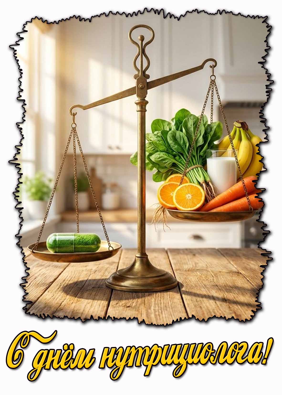 Креативная открытка с днём нутрициолога