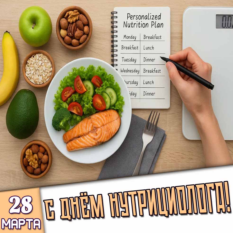 Открытка 28 марта - с днём нутрициолога!