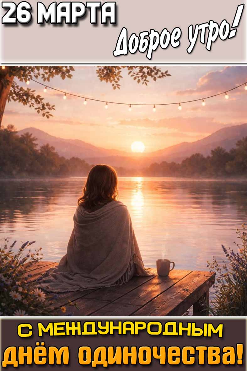 Открытка "26 марта доброе утро! С Международным днём одиночества!"