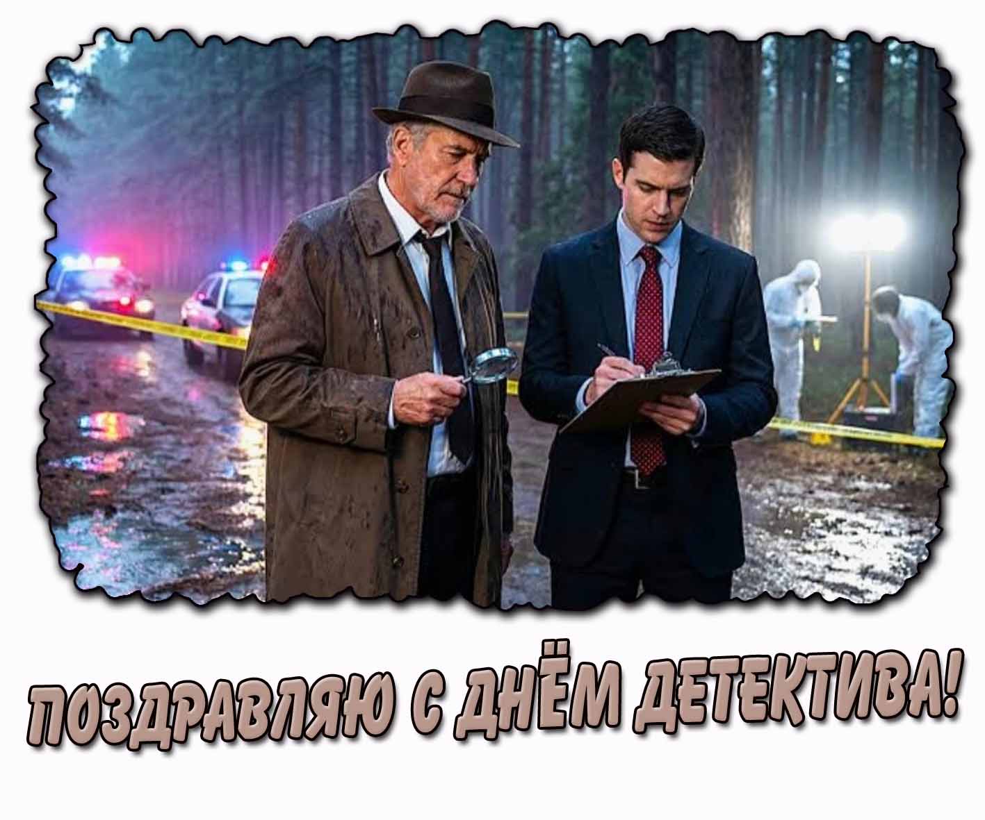 Красивая открытка "Поздравляю с днём детектива!"