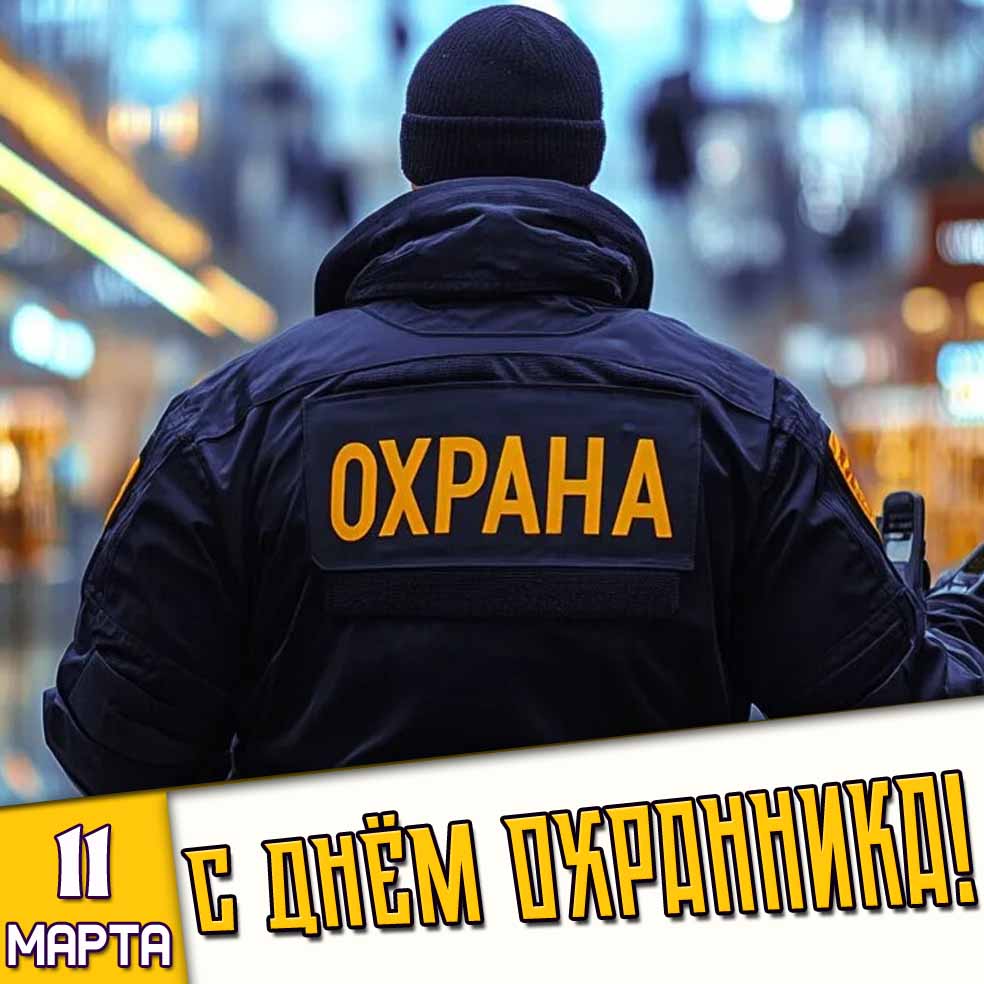 Открытка 11 марта - с днём охранника!