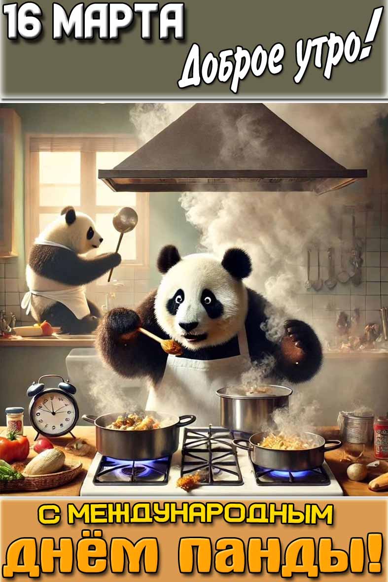Открытка "16 марта доброе утро! С Международным днём панды!"