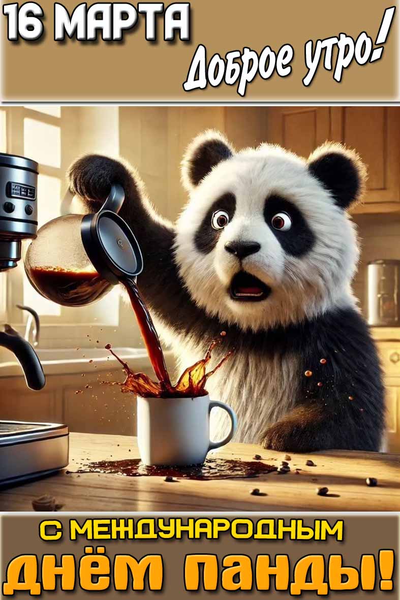 Смешная картинка "16 марта доброе утро! С Международным днём панды!"