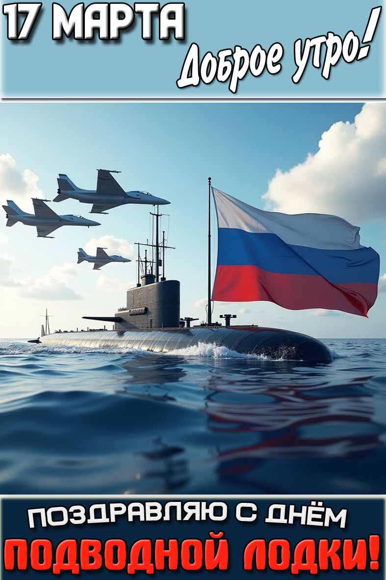 Картинка "17 марта доброе утро! Поздравляю с днём подводной лодки!"