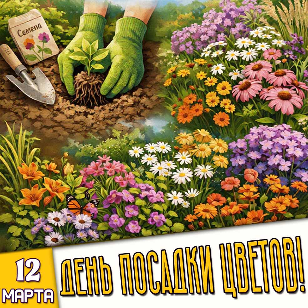 Картинка 12 марта - день посадки цветов!