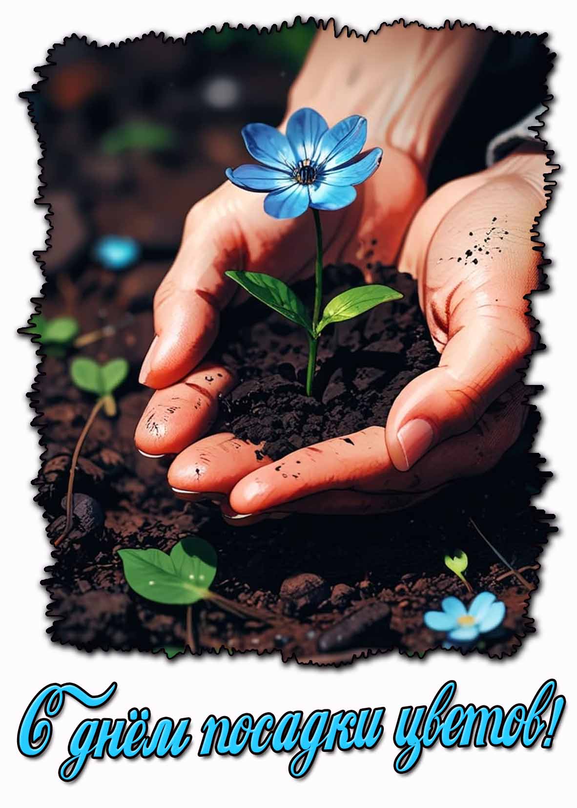 Красивая открытка с днём посадки цветов