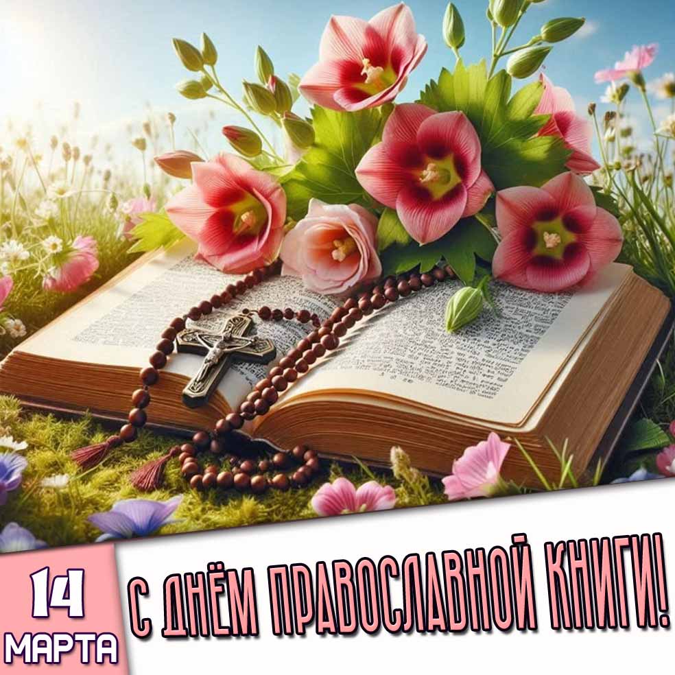 Весенняя открытка 14 марта - с днём православной книги!