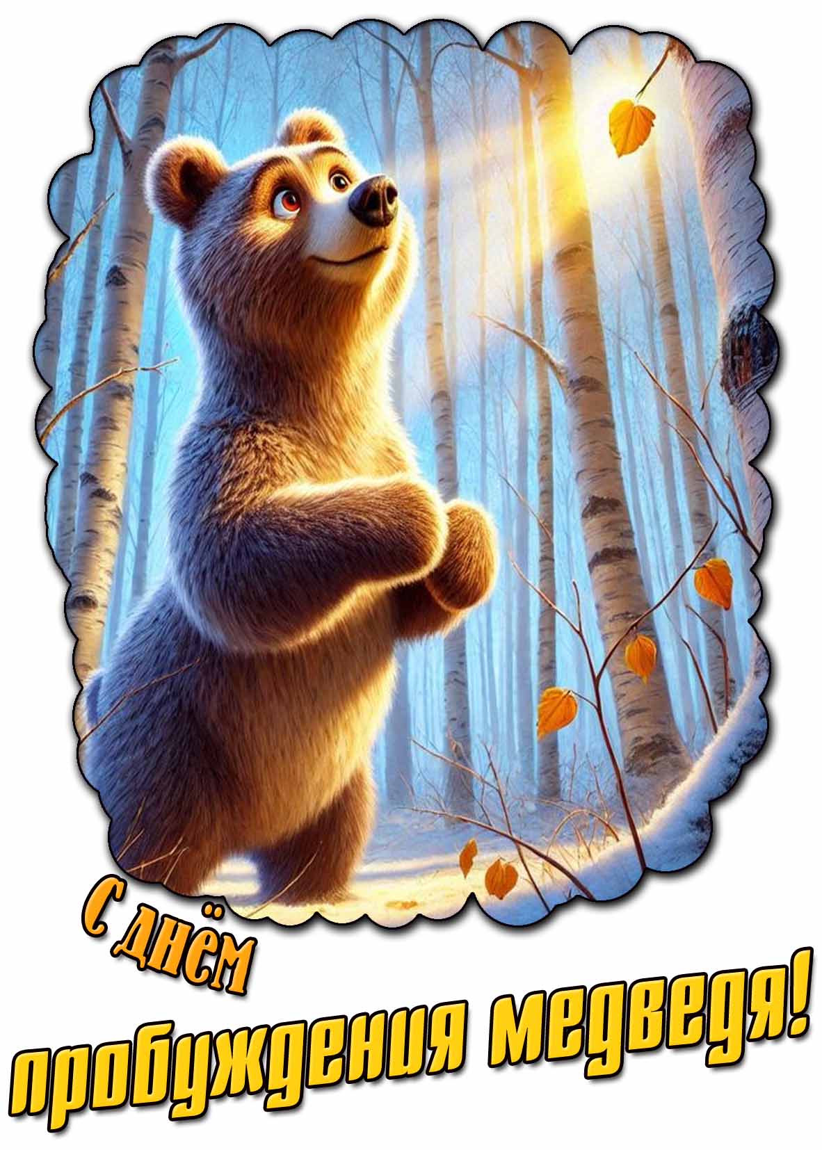 Красивая картинка с днём пробуждения медведя