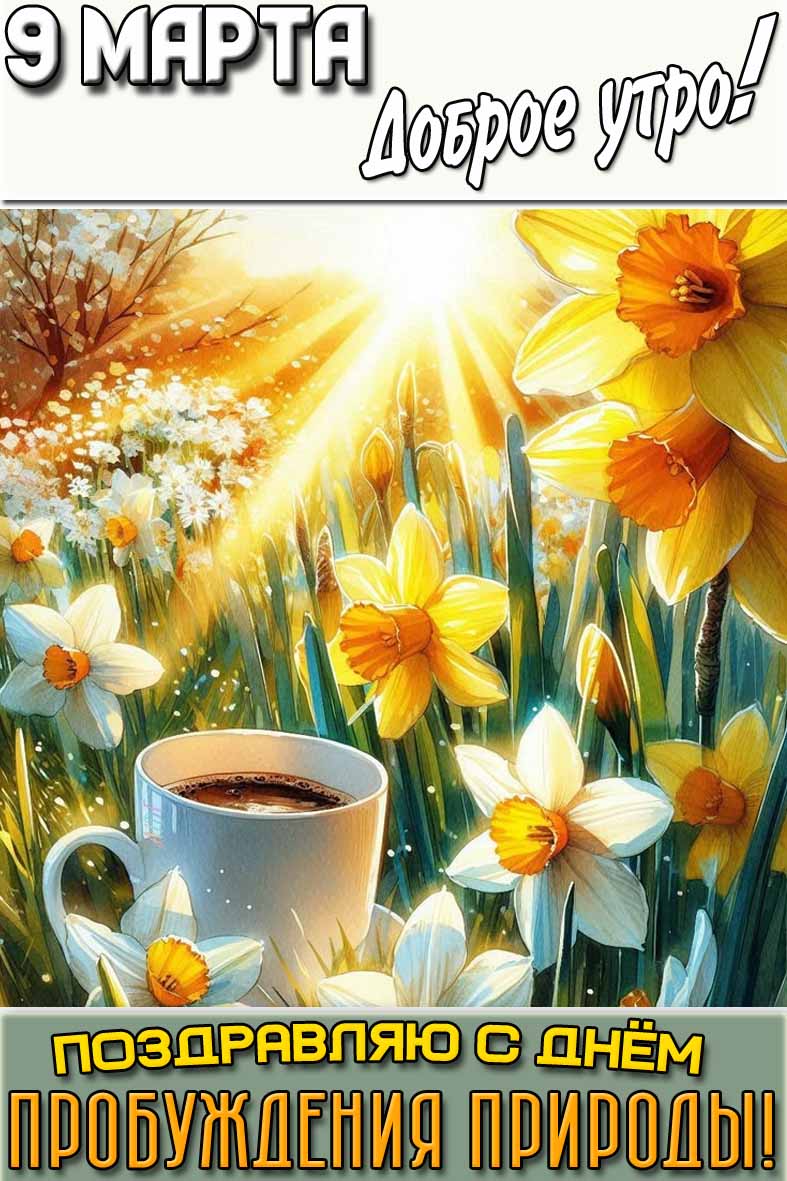 Картинка "9 марта доброе утро! Поздравляю с днём пробуждения природы!"