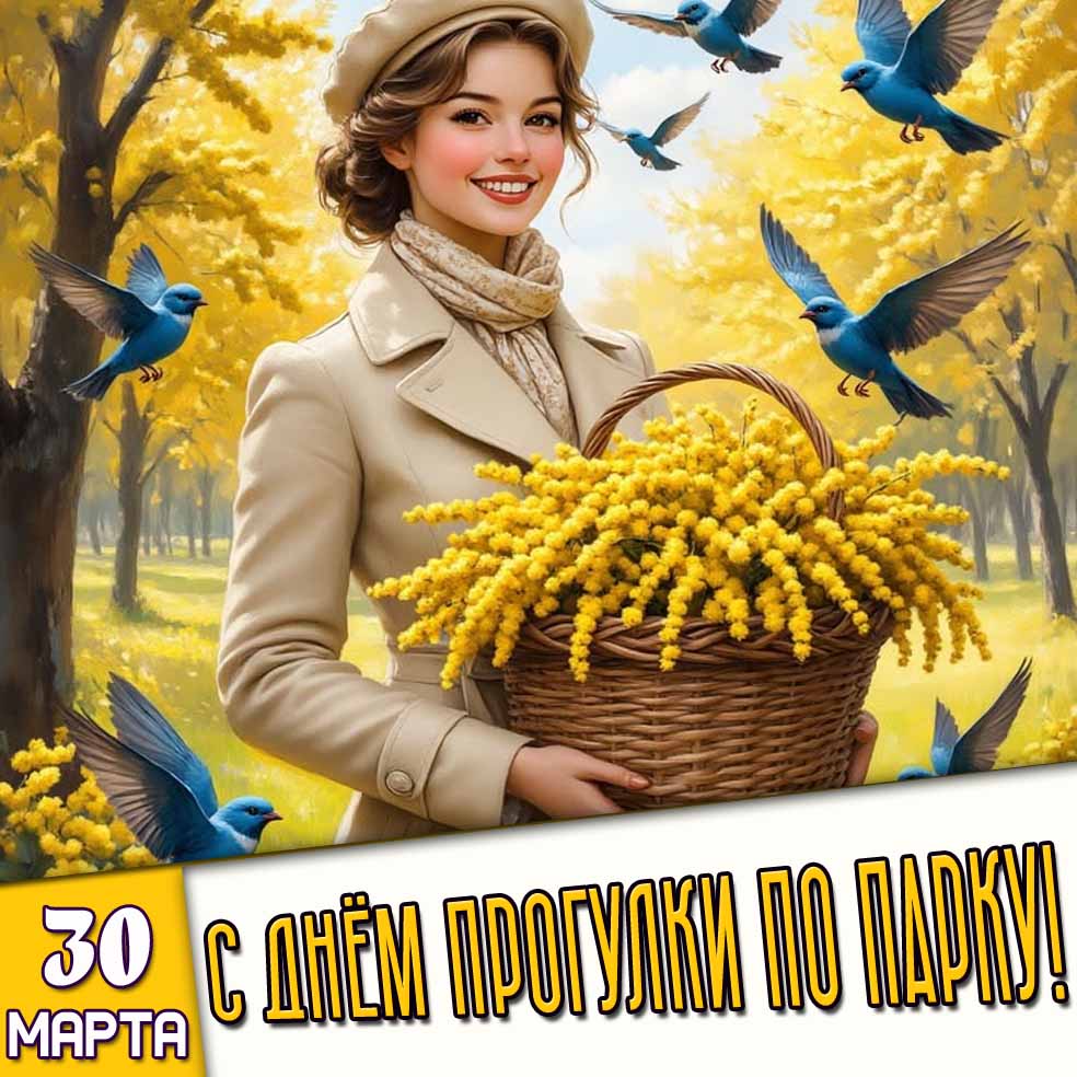 Открытка 30 марта - с днём прогулки по парку!