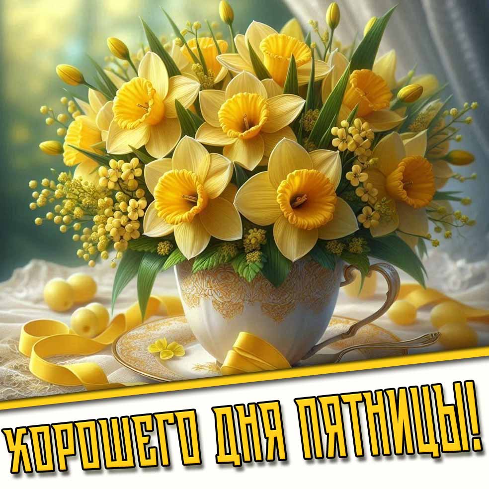 Хорошего дня пятницы! - открытка с весенними цветами