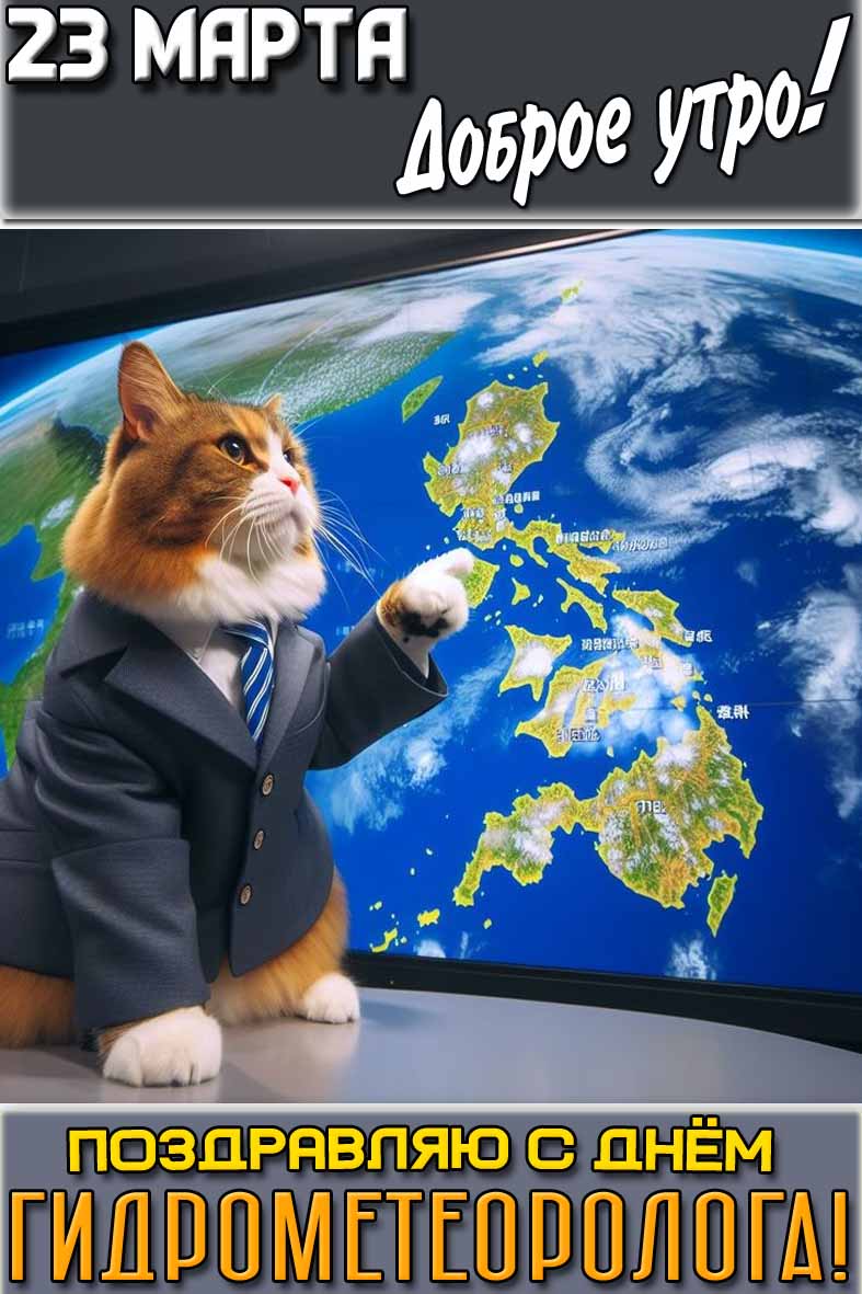 Открытка "23 марта доброе утро! Поздравляю с днём гидрометеоролога!"