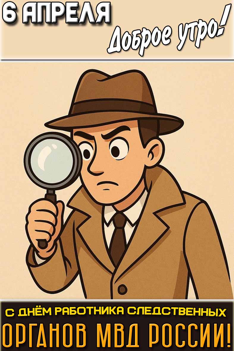 Открытка "6 апреля доброе утро! С днём работника следственных органов МВД России!"