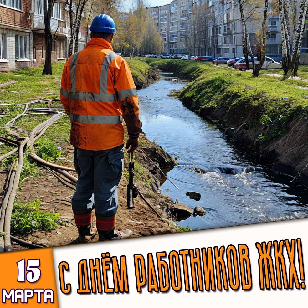 Открытка 15 марта - с днём работников ЖКХ!