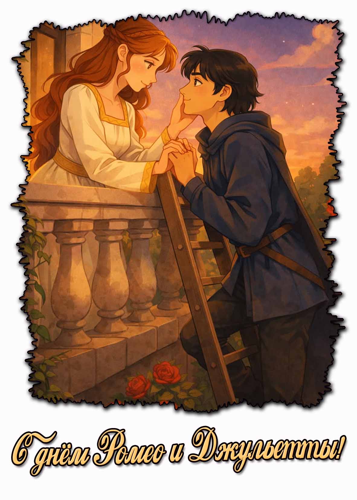 С днём Ромео и Джульетты! - романтическая открытка