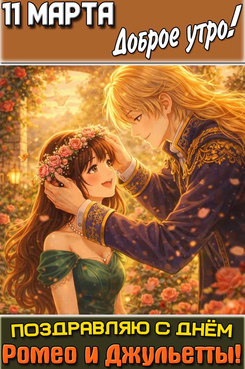 Картинка "11 марта доброе утро! Поздравляю с днём Ромео и Джульетты!"