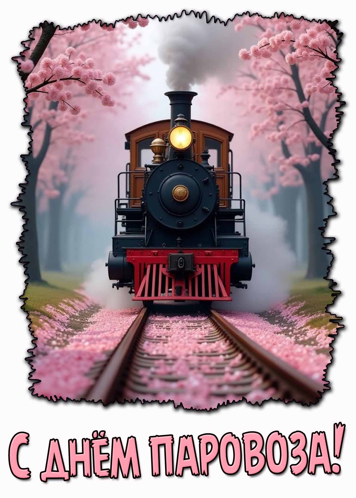С днём паровоза! - весенняя открытка