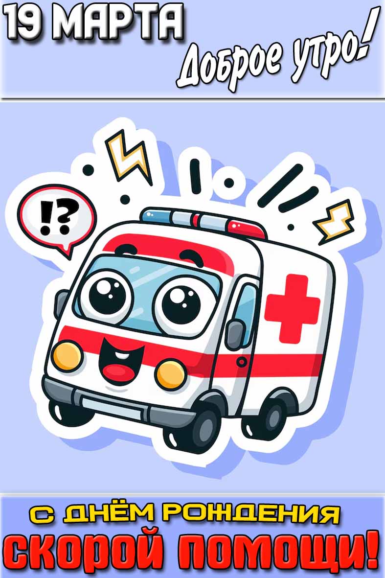 Картинка "19 марта доброе утро! С днём рождения скорой помощи!"
