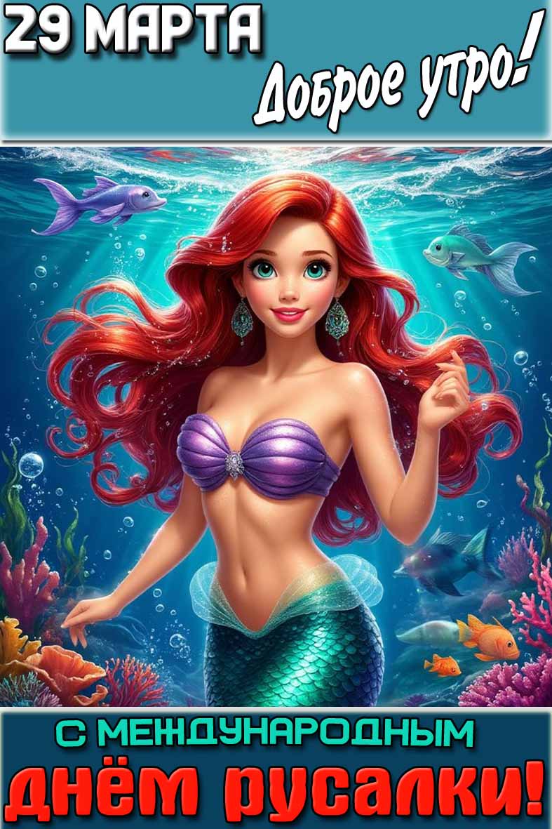 Картинка "29 марта доброе утро! С Международным днём русалки!"