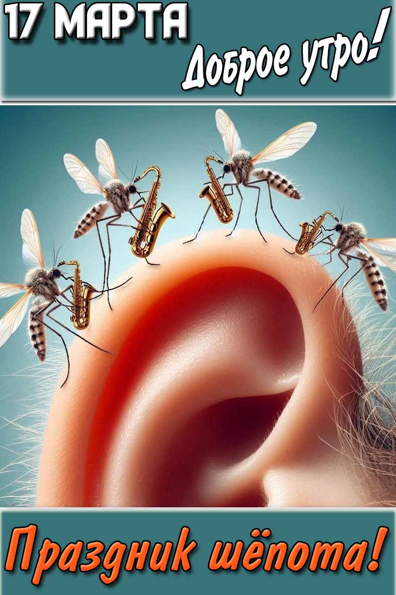 Смешная картинка "17 марта доброе утро! Праздник шёпота!"