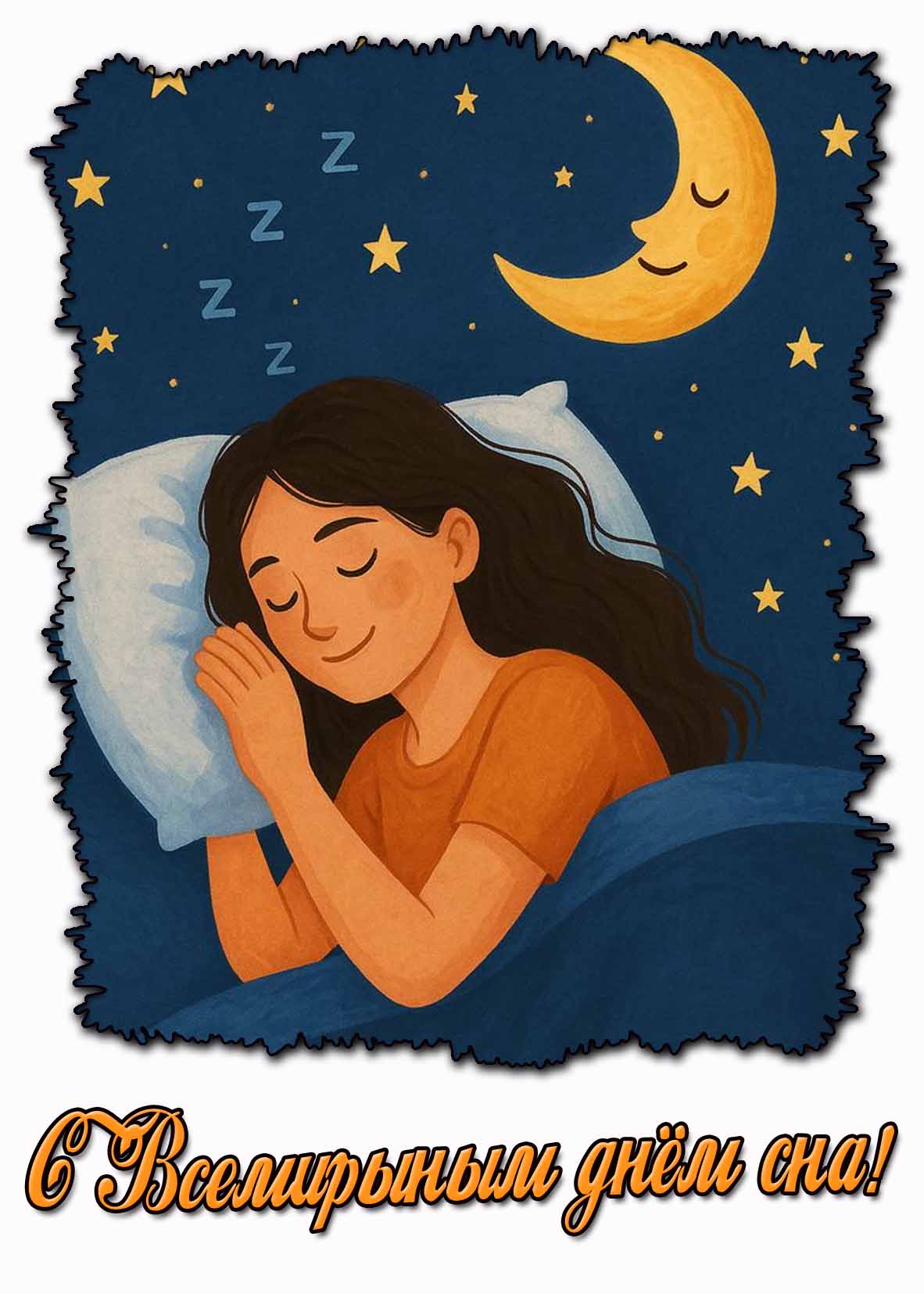 С Всемирным днём сна! - открытка для девушки