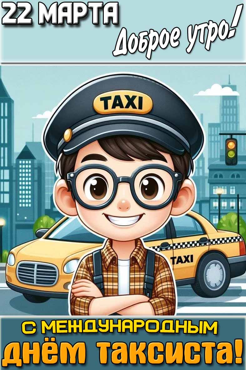 Открытка "22 марта доброе утро! С Международным днём таксиста!"
