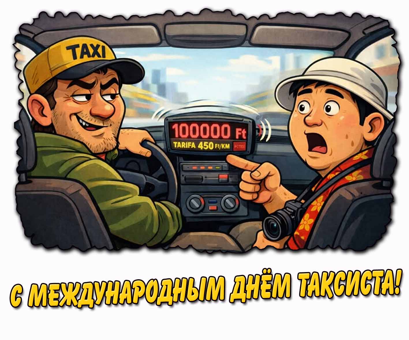 Прикольная открытка с Международным днём таксиста
