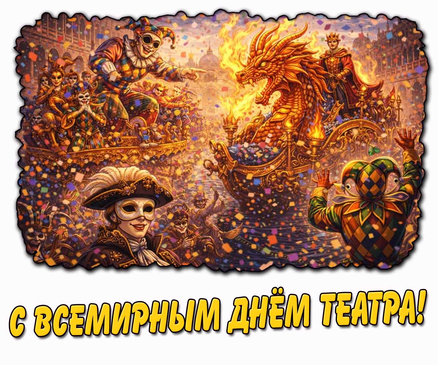 С Всемирным днём театра! - красивая открытка