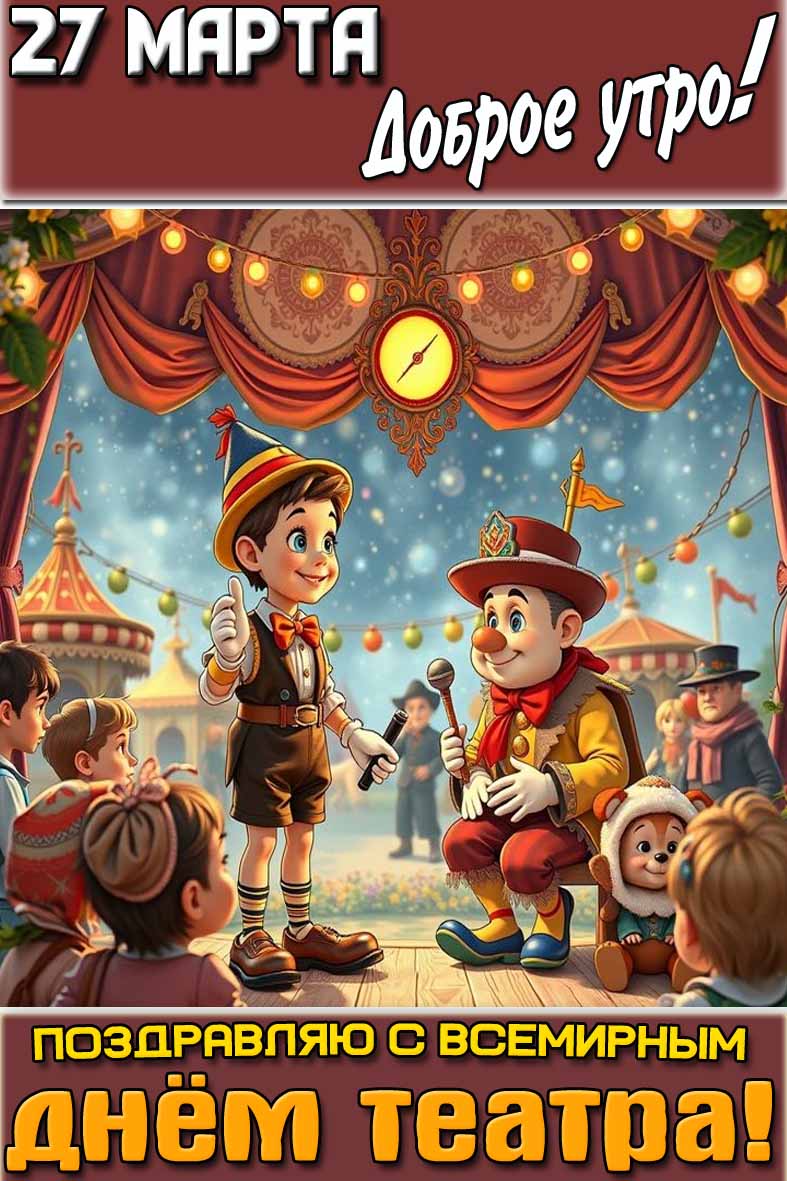 Картинка "27 марта доброе утро! Поздравляю с Всемирным днём театра!"