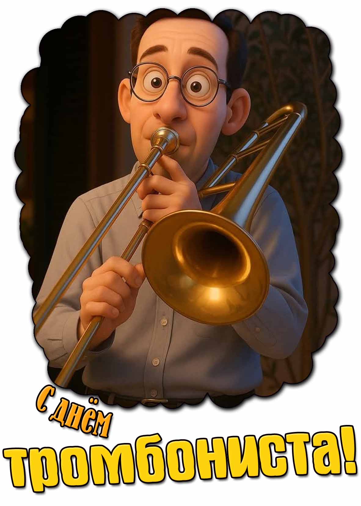 С днём тромбониста! - прикольная открытка
