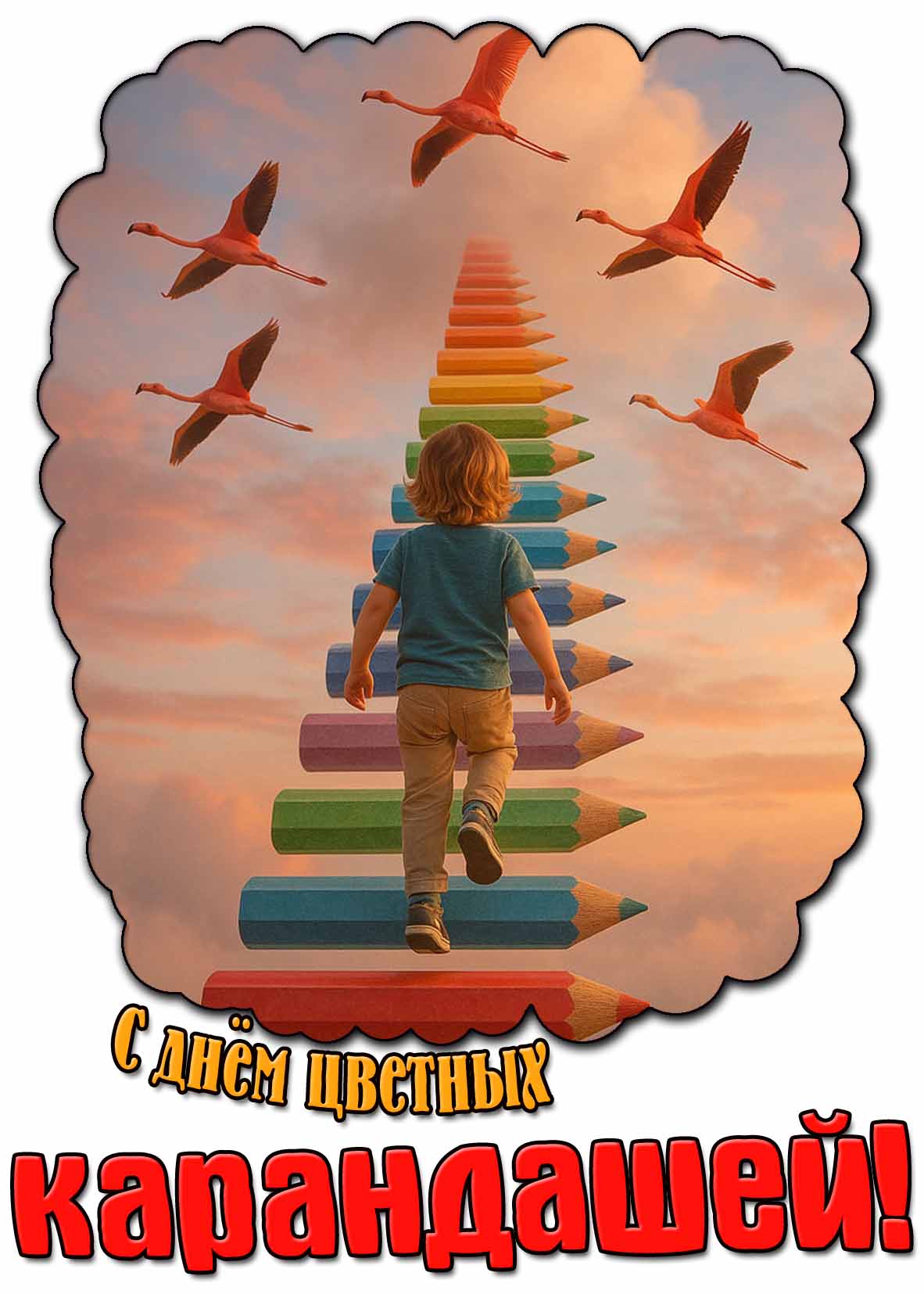 С днём цветных карандашей! - открытка для детей