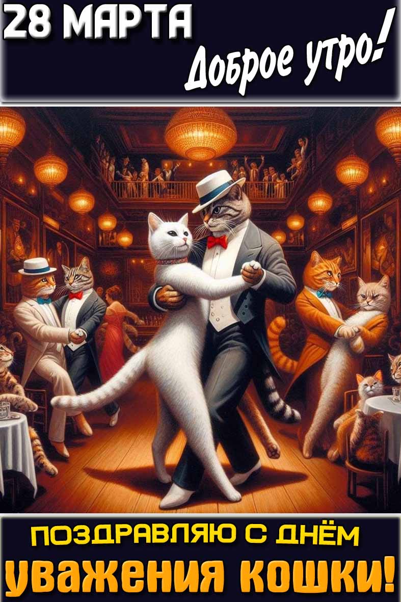 Картинка "28 марта доброе утро! Поздравляю с днём уважения кошки!"