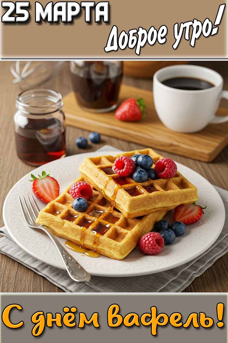 Картинка "25 марта доброе утро! С днём вафель!"