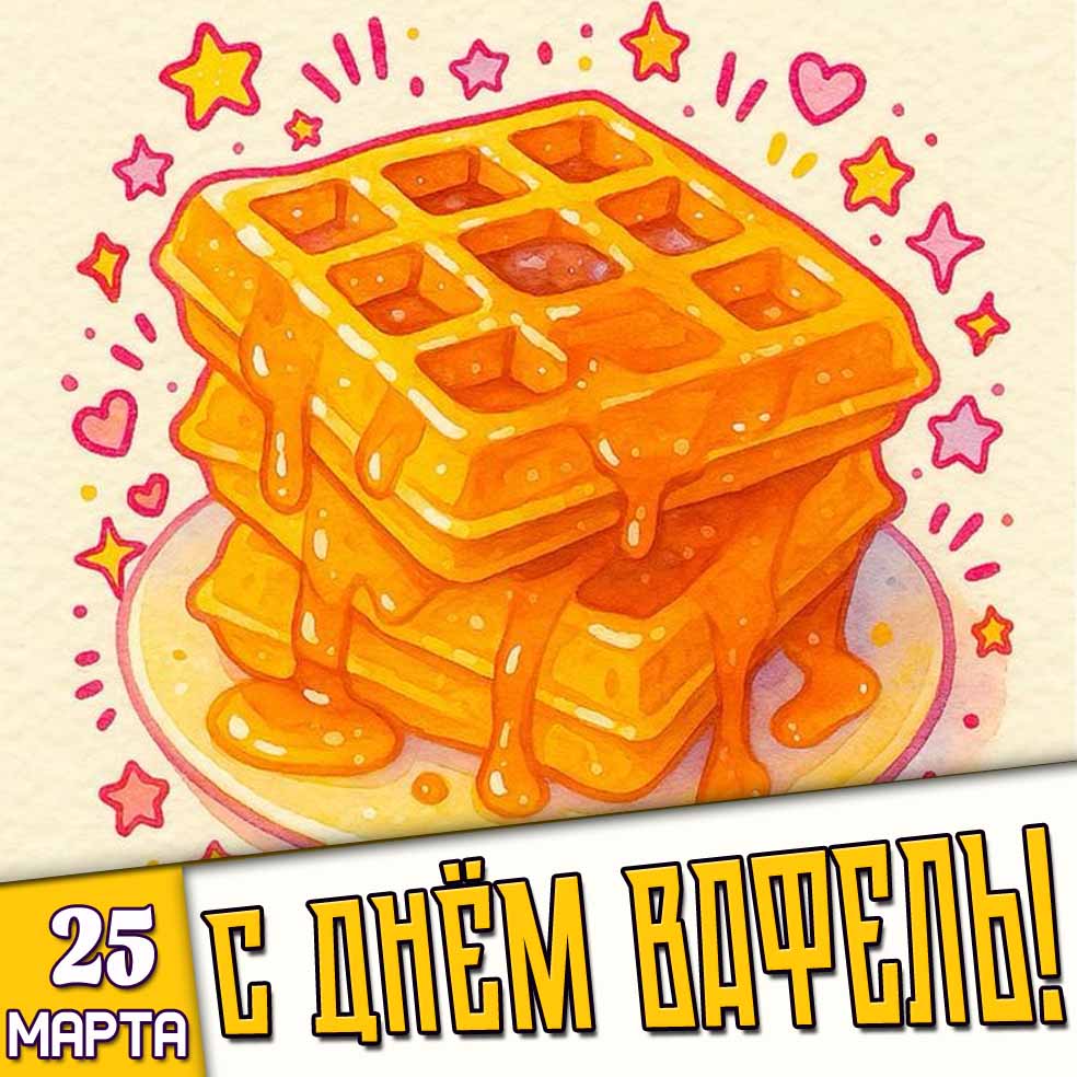 Открытка 25 марта - с днём вафель!