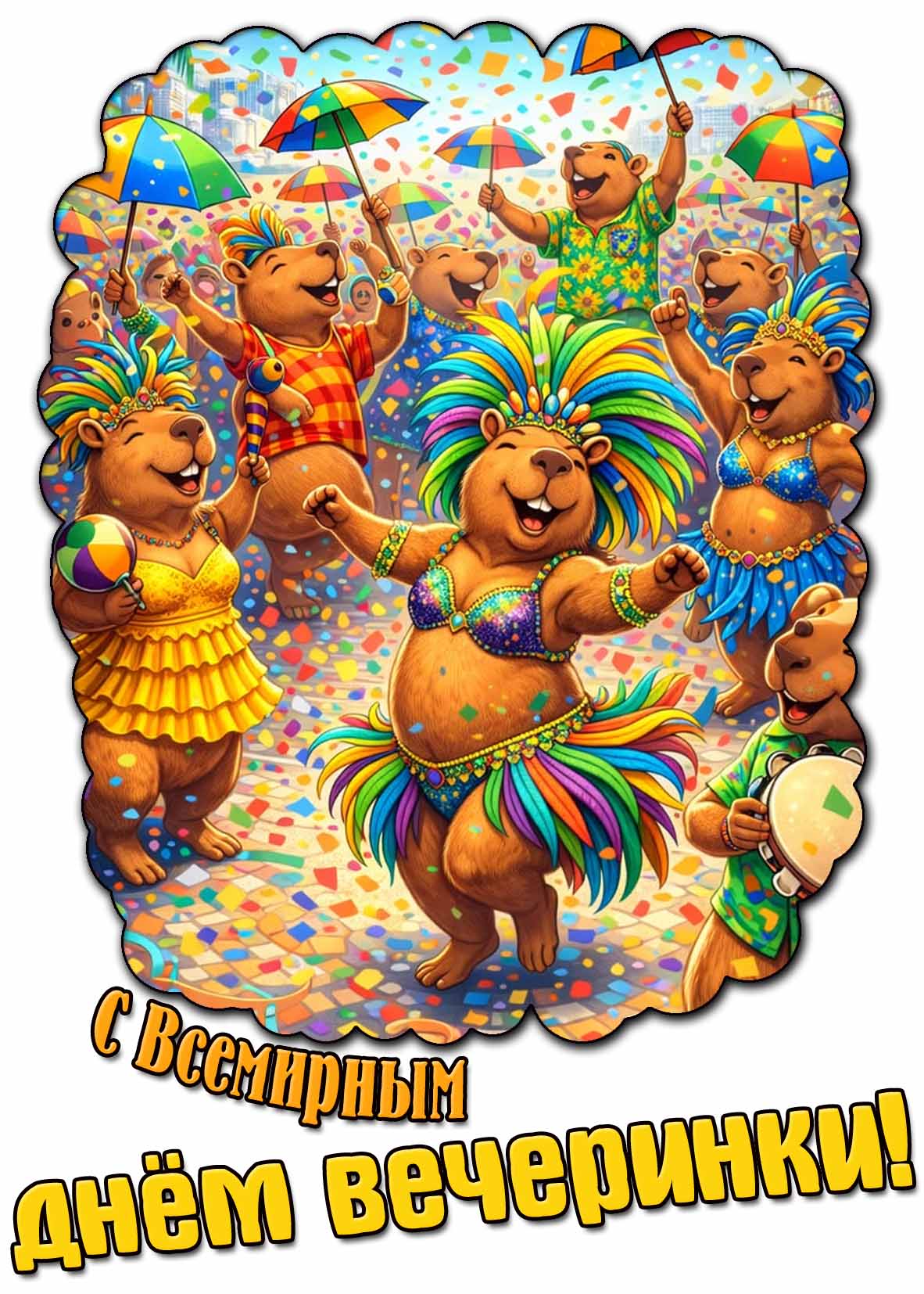 С Всемирным днём вечеринки! - прикольная открытка