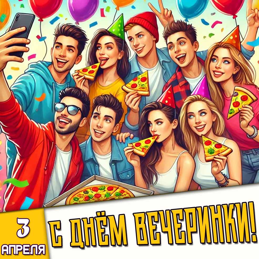 Молодёжная открытка 3 апреля - с днём вечеринки!