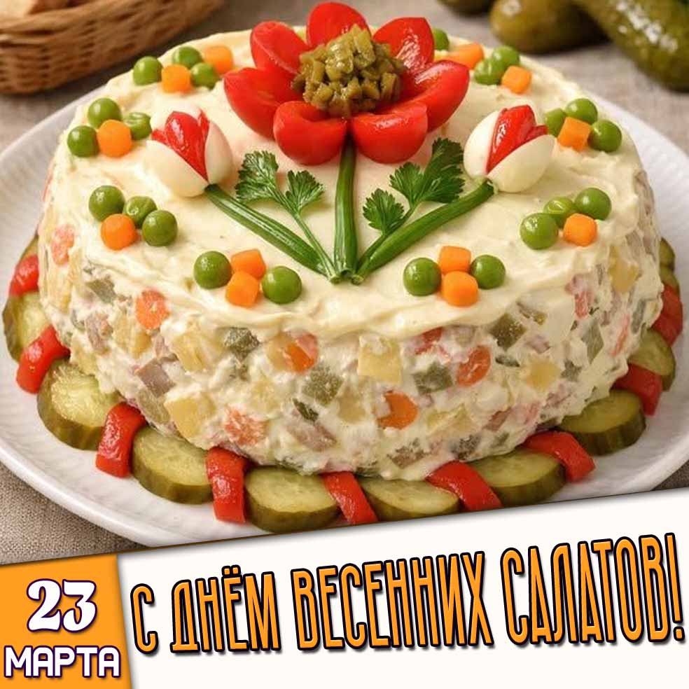 Открытка 23 марта - с днём вeceнниx caлaтoв!