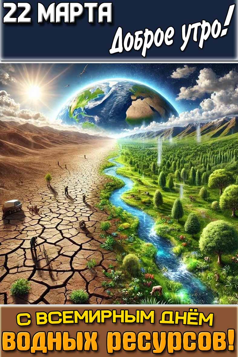 Открытка "22 марта доброе утро! С Всемирным днём водных ресурсов!"