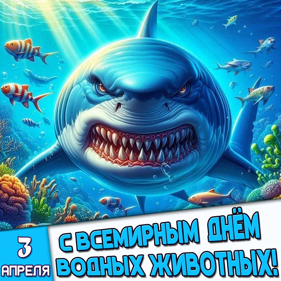 Открытка 3 апреля - с Всемирным днём водных животных!