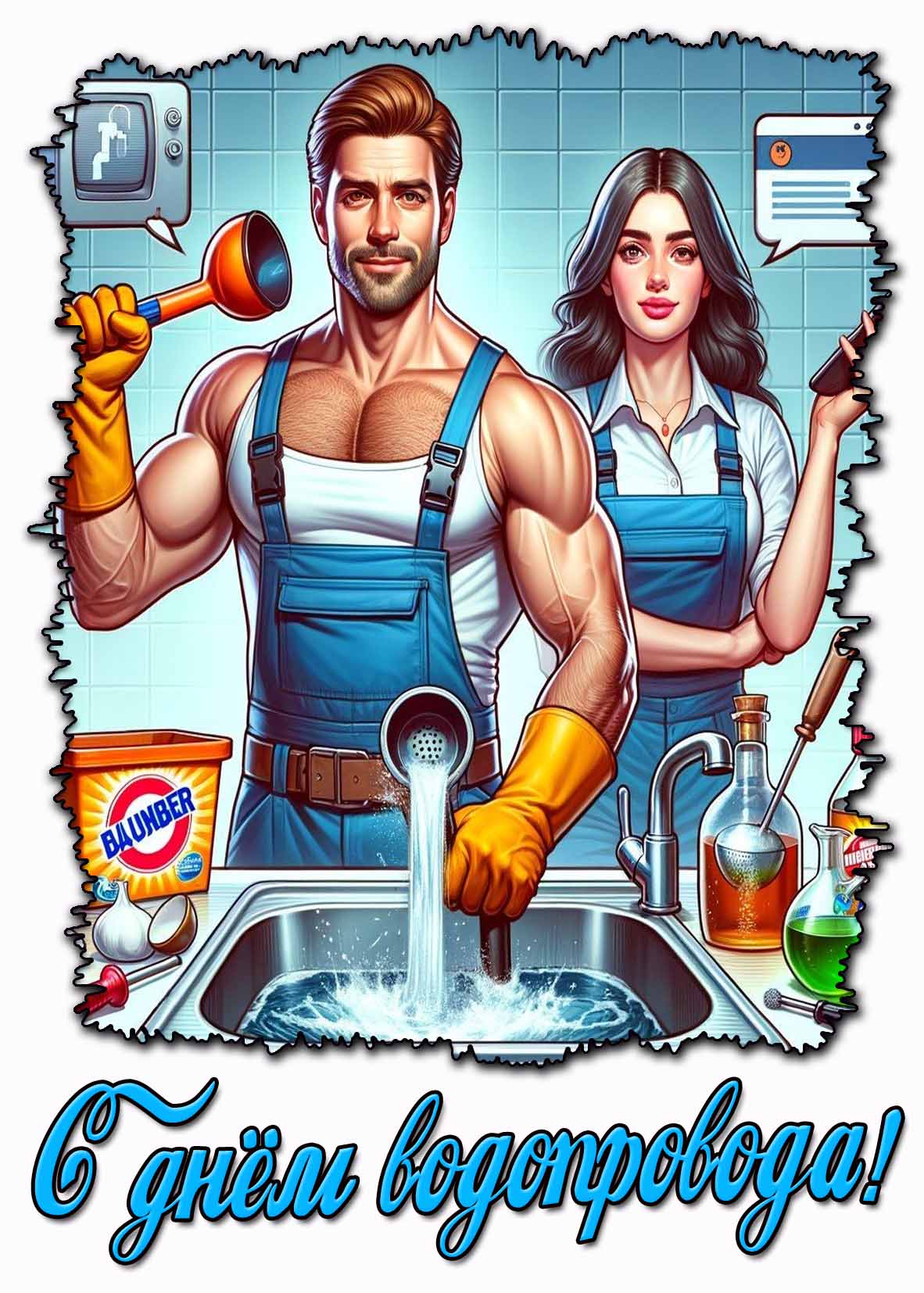 С днём водопровода! - прикольная открытка