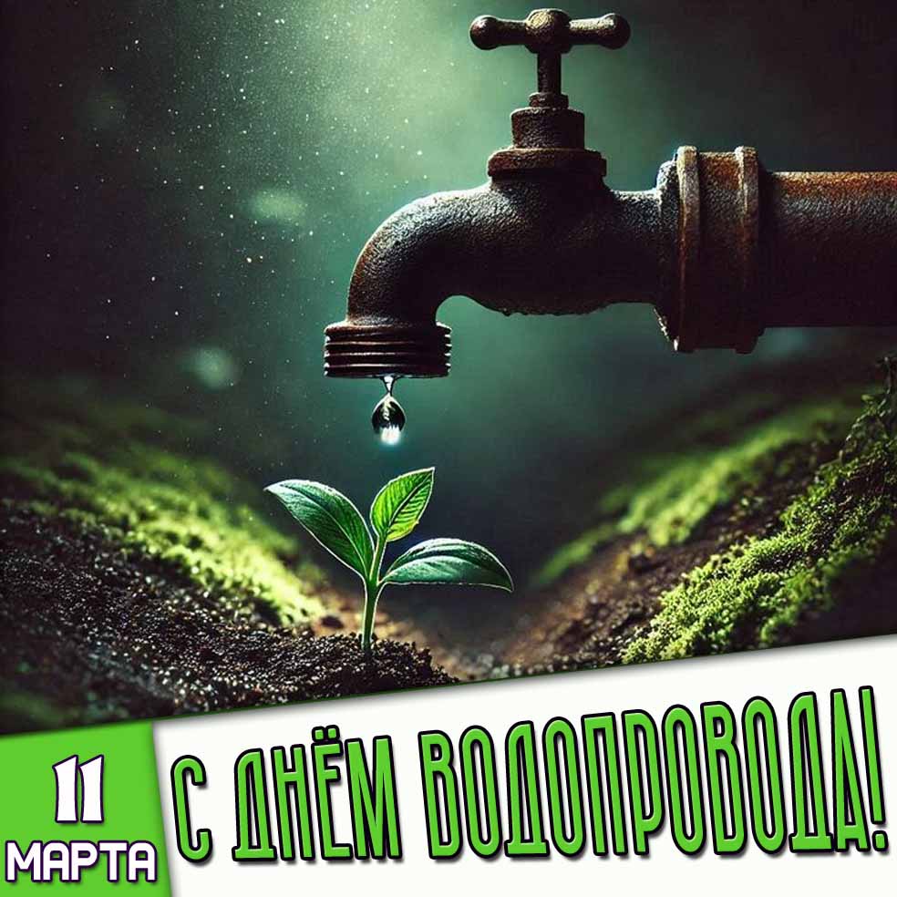 Открытка 11 марта - с днём водопровода!