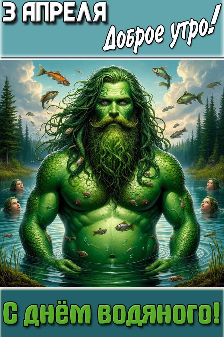 Картинка "3 апреля доброе утро! С днём водяного!"