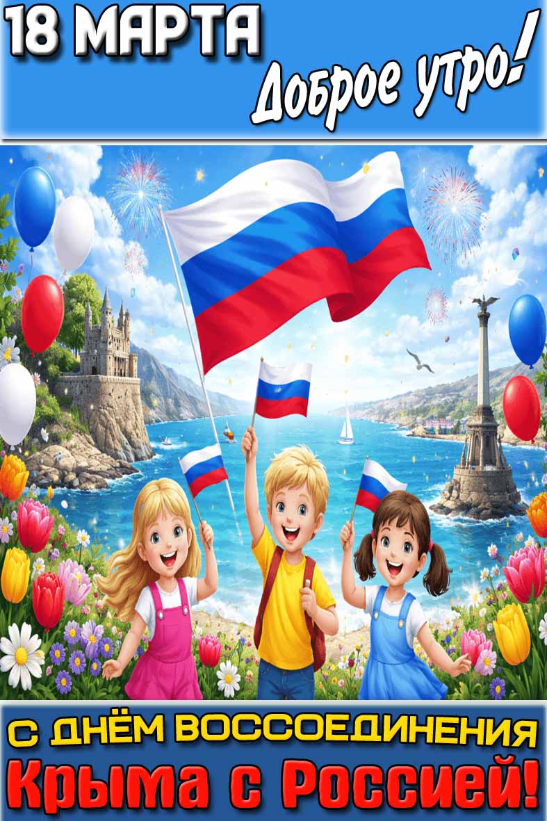 Картинка "18 марта доброе утро! С днём воссоединения Крыма с Россией!"