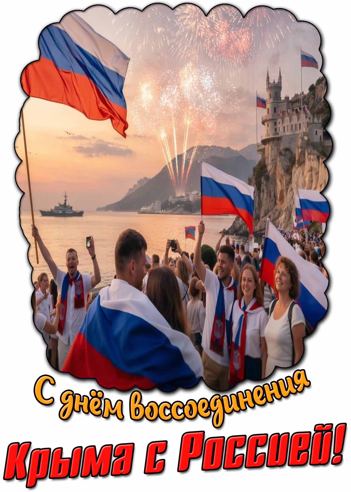 Праздничная открытка с днём воссоединения Крыма с Россией