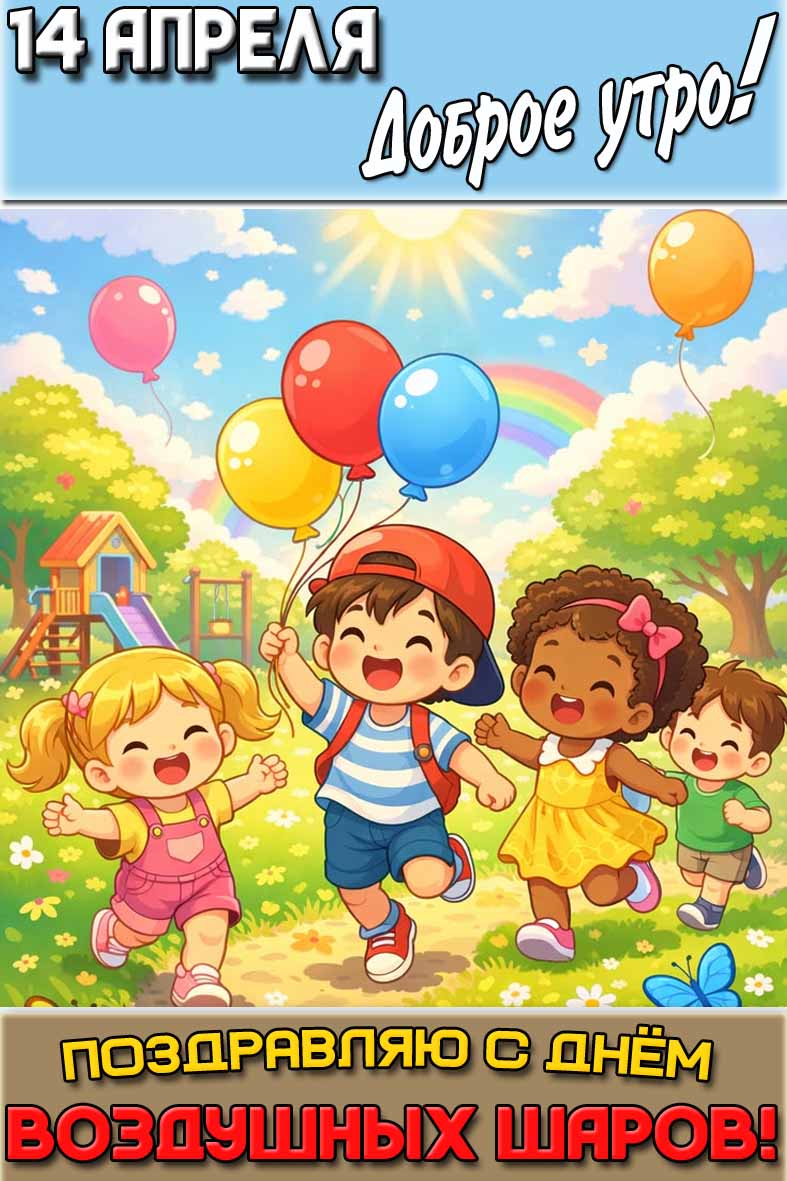 Картинка "14 апреля доброе утро! Поздравляю с днём воздушных шаров!"