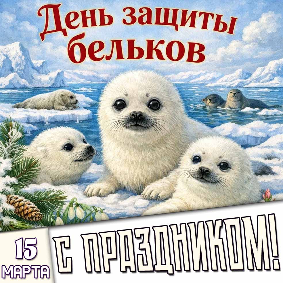 Открытка "15 марта - день защиты бельков! С праздником!"