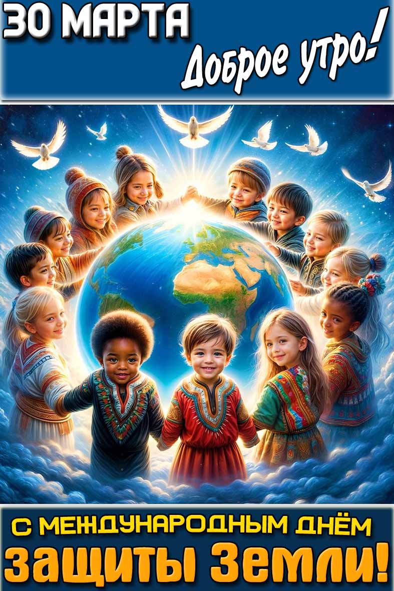 Открытка "30 марта доброе утро! С Международным днём защиты Земли!"