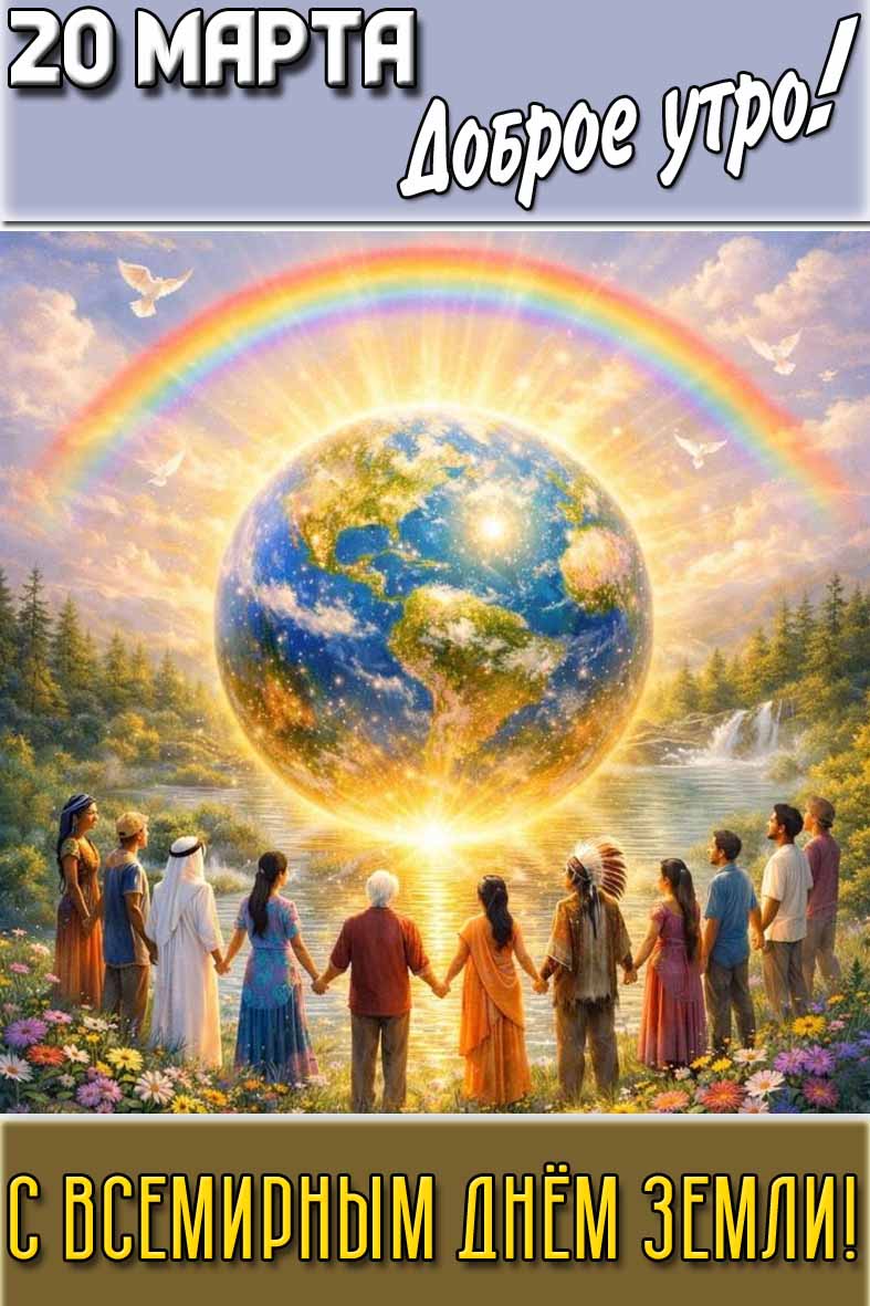 Открытка "20 марта доброе утро! С всемирным днём Земли!"
